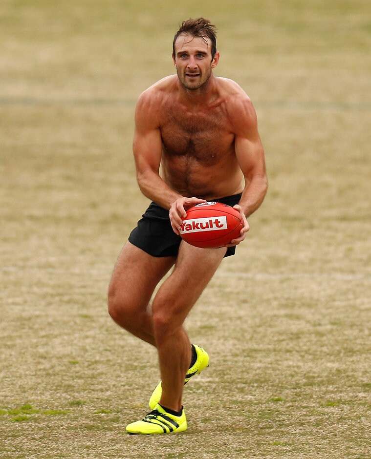 AFL 2016 Media - Essendon Press Conference 230916 MELBOURNE, AUSTRALIA - SEPTEMBER 23: Jobe Watson trains after deciding to play on in 2017 during the Esendon Bombers press Conference at St Bernards College in Melbourne, Australia on September 23, 2016. (Photo by Michael Willson/AFL Media)
